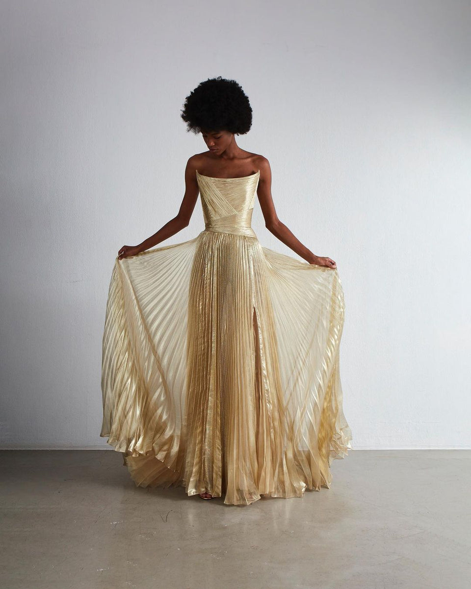 Fancy Pleated Shimmer Dress in Gold – Petite Chérie Fancy Pleated Shimmer Dress in Gold – Petite Chérie