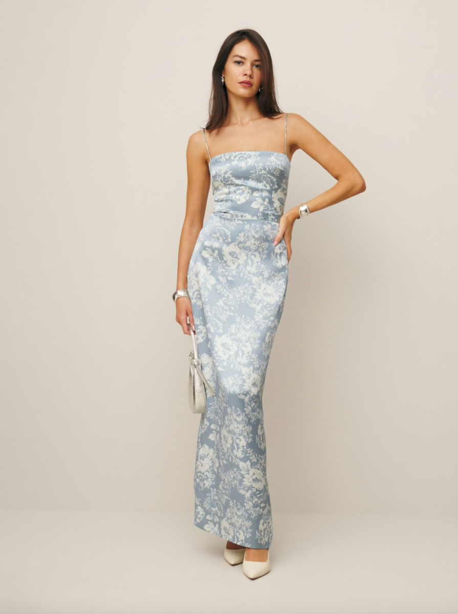 reformation frankie silk dress porcelain Reformation Frankie blue silk dress 6 by Reformation