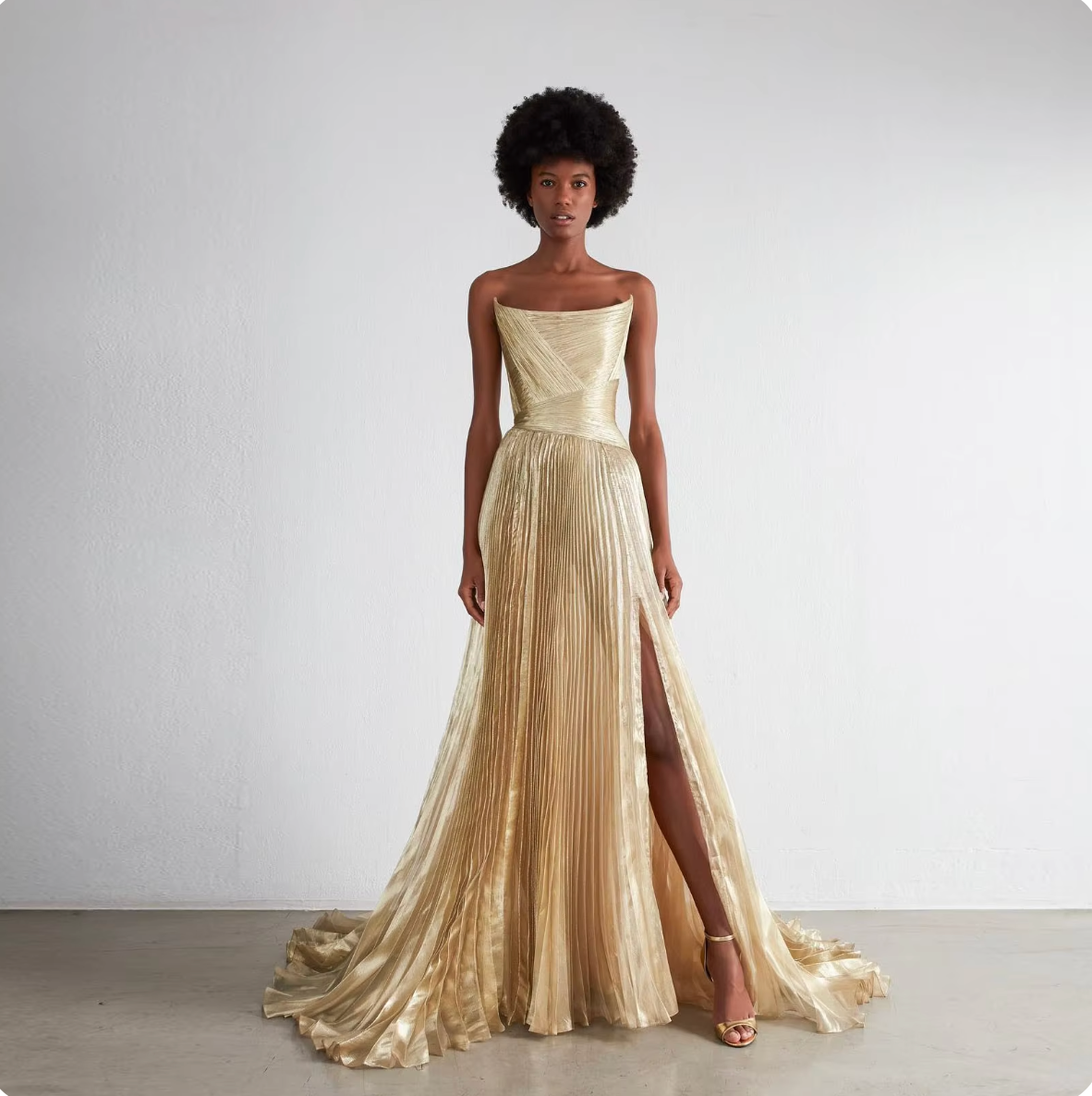 shimmer dress gold Fancy Pleated Shimmer Dress in Gold – Petite Chérie
