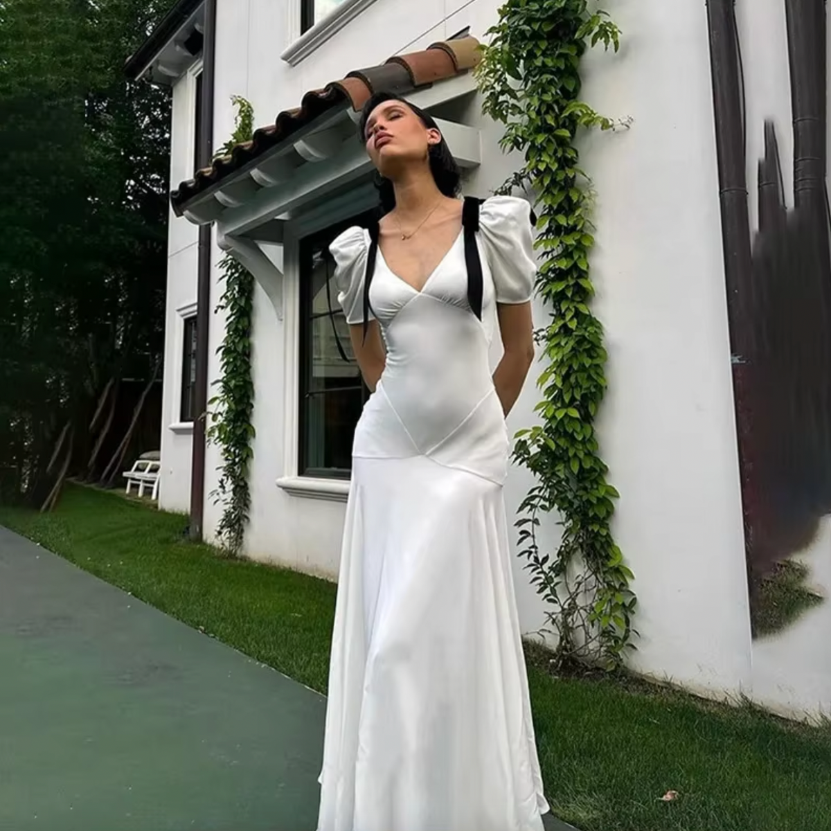 silk crepe dress White Silk Crepe Dress – Petite Chérie