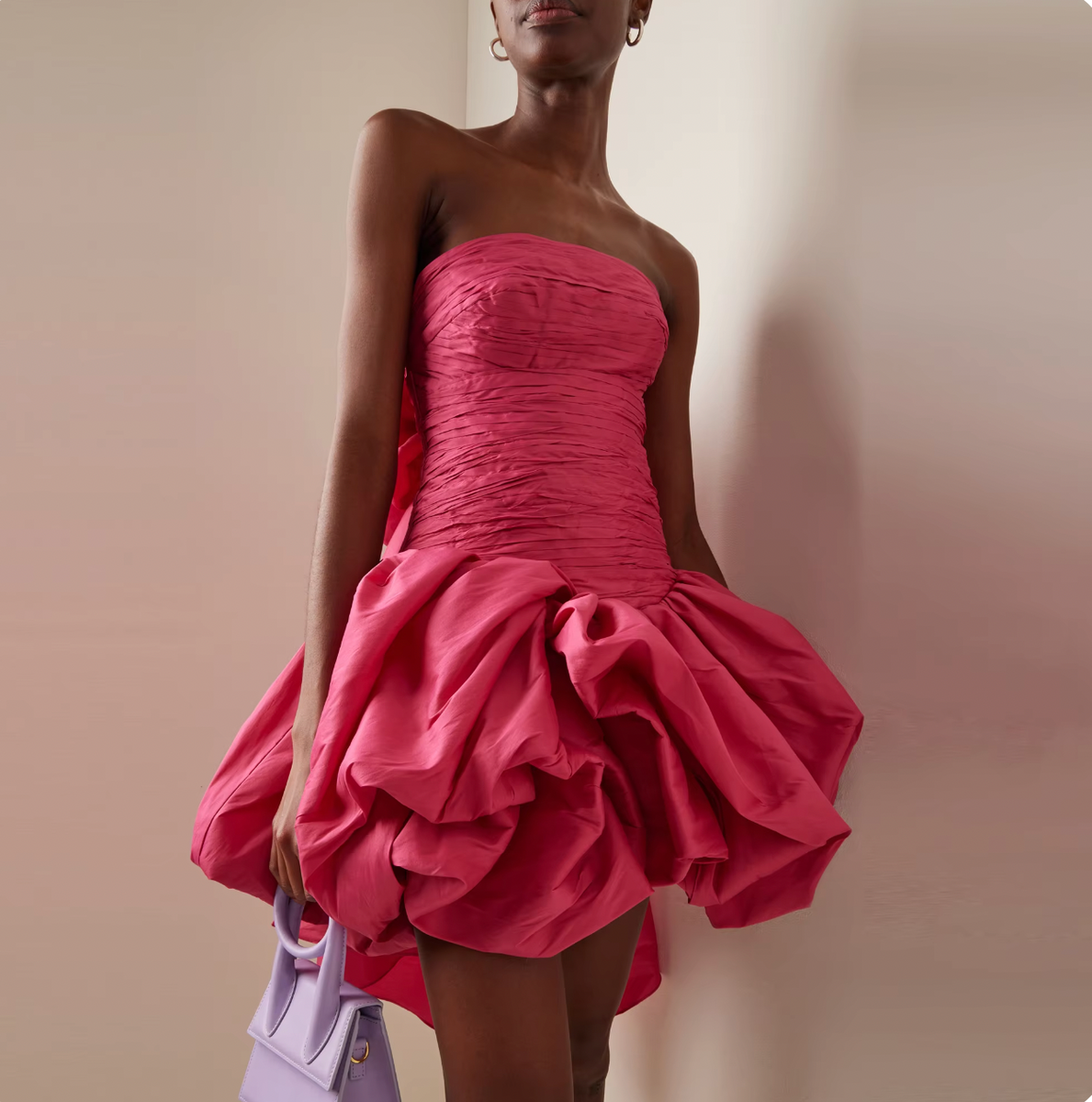 strapless open back dress Piacere Bubble Hem Mini Dress – Petite Chérie