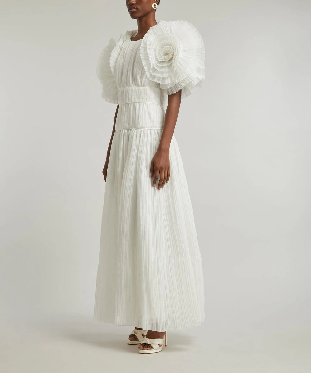 aje expressive pleated maxi dress Aje. Expressive Ruffle-Detailed Pleated Maxi Dress in White