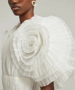 Indulge in raw, untamed beauty with Aje's Expressive Pleated Maxi-Dress. With a pleated fitted-bodice, short-sleeves adorned with voluminous organza ruffles, and an effortlessly relaxed maxi-skirt, this statement piece exudes elegance and sophistication. Embrace the brand's dedication to bold, unconventional style.