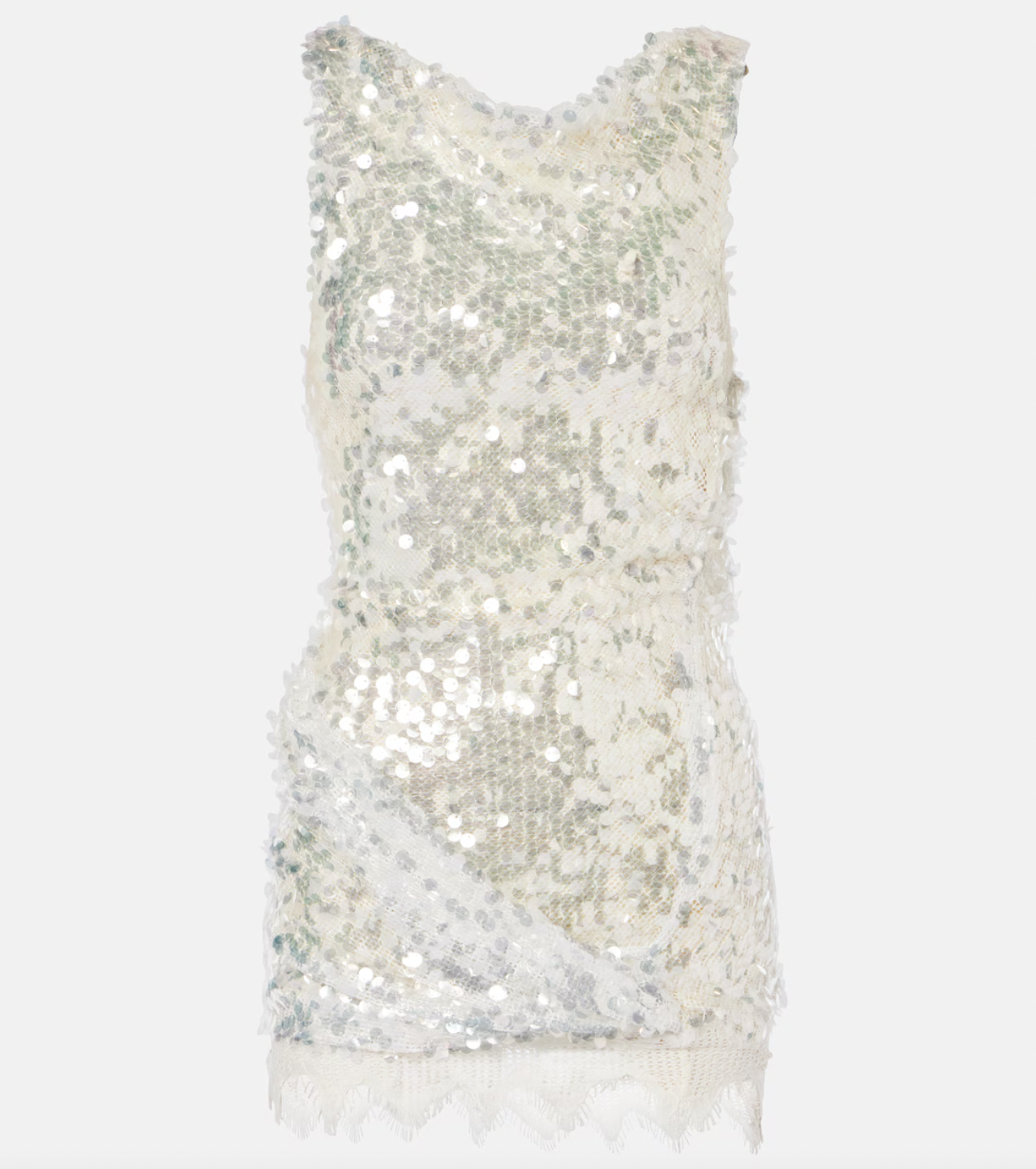 Opaline Sequined Lace-trimmed Minidress