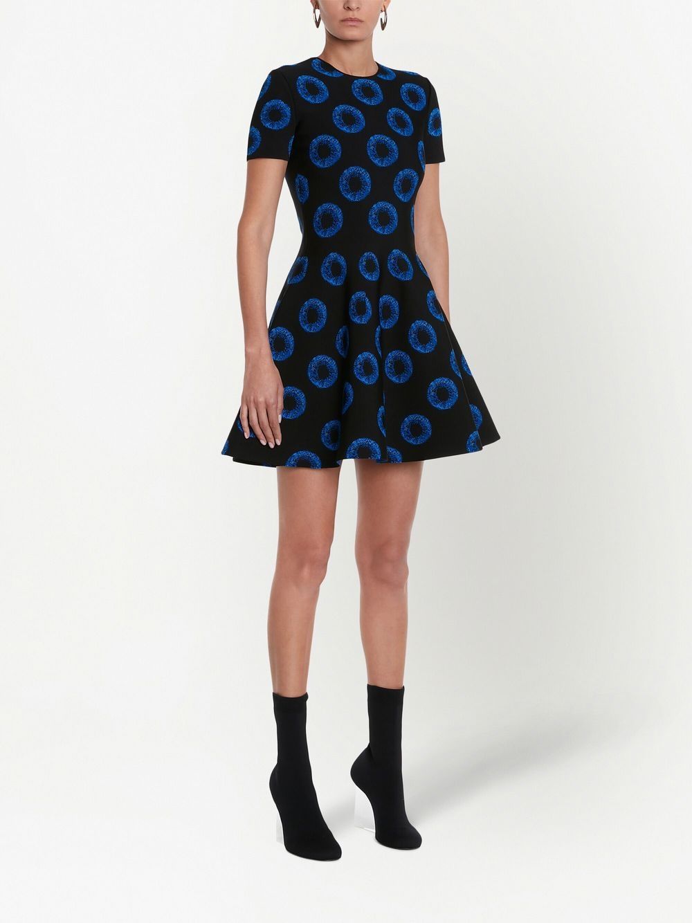 Alexander McQueen Iris Pattern Flared Knit Dress Petite Chrie Alexander McQueen Iris Pattern Flared Knit Dress Petite Chrie