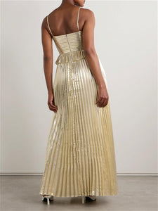 Pintucked Pliss-Lam Gown Petite Chrie Pintucked Pliss-Lam Gown Petite Chrie