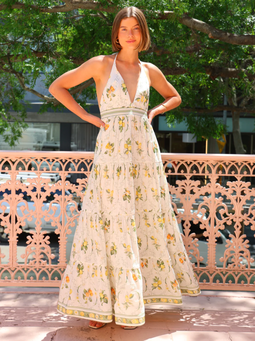 The Jacinta Maxi Dress in Multi showcases a sophisticated blend of French linen and mulberry silk, delivering both comfort and refined elegance. Its halter-neck design with a plunging V-neckline creates a graceful silhouette, flowing effortlessly for versatile wear from daytime outings to evening events. Functional side pockets add practical convenience without compromising style. This dress embodies a perfect balance of luxurious detail and relaxed sophistication.