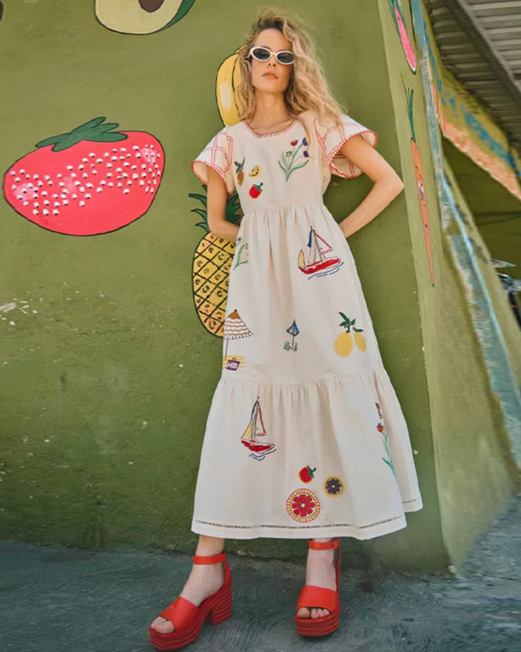 clara embroidered dress Milly Women's Clara Embellished Maxi Dress - White - Size 10