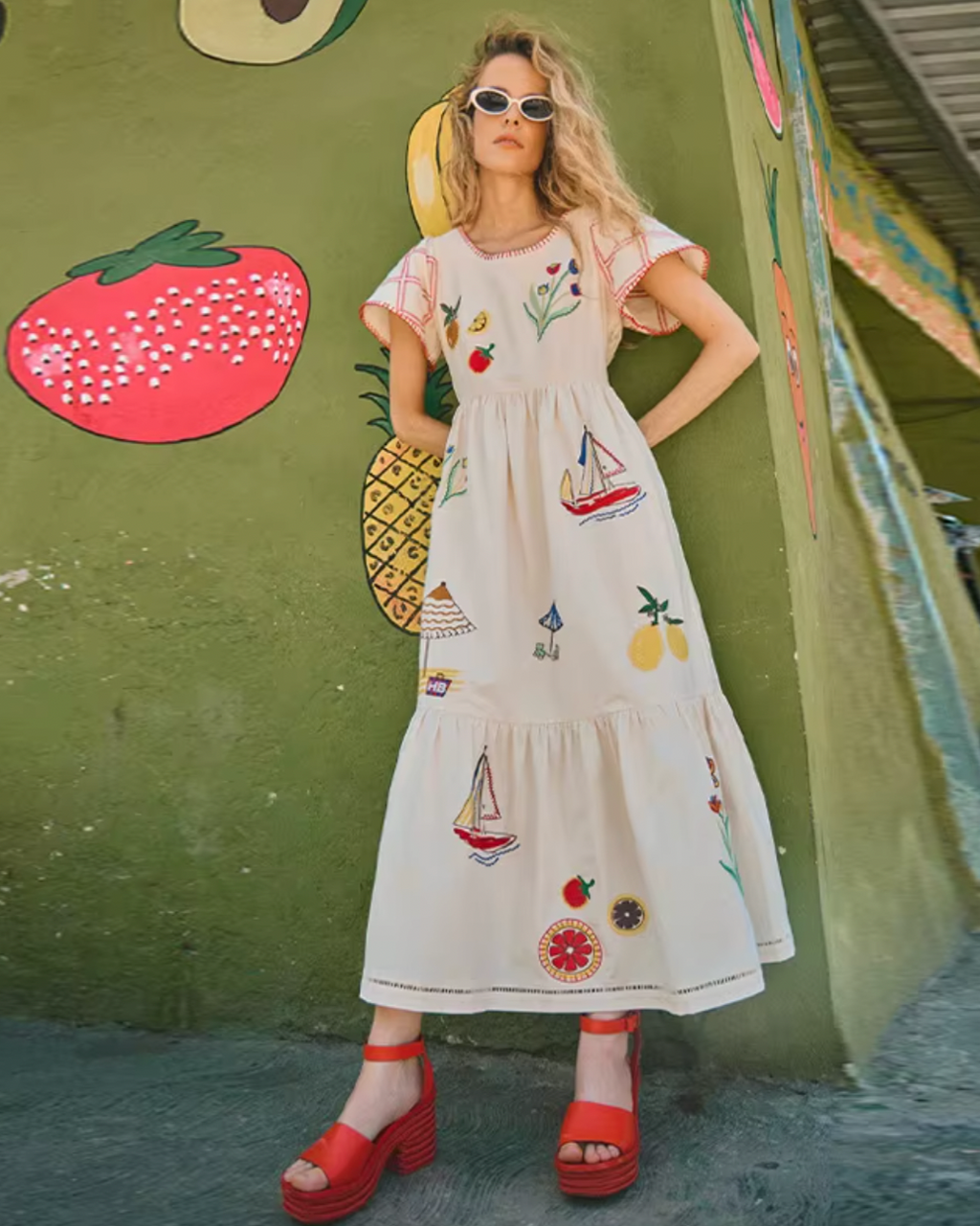 Sway with elegance in the Clara Maxi Dress. Its vibrant summer embroidery will steal the spotlight for any occasion. Simply add your own personal touch with accessories and let your fashion sense shine.