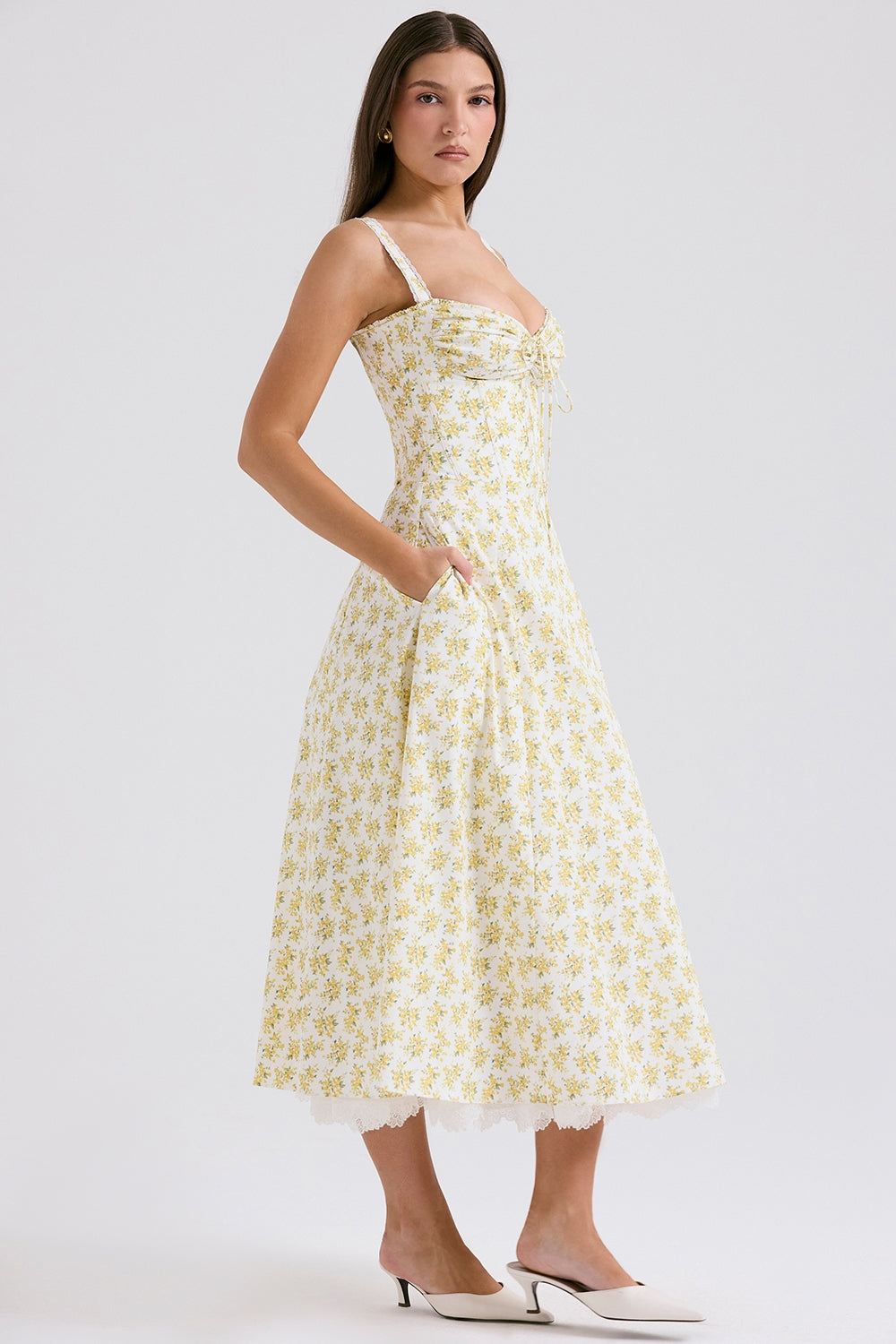 retro bustier dress Vintamour Women's Vintage Elegant Jacquard Bustier Dress,Ruffle Hem Cottage Core All White Summer Dress,Retro Picnic Holiday Vacation Festival Country Outfit