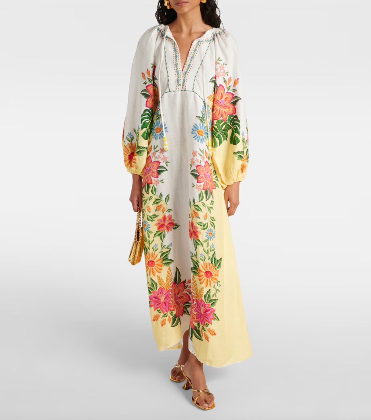 Indulge in the sophistication and exclusivity of our Off-White Bloom Maxi Dress by Farm Rio. Crafted with luxurious embroidered linen, this dress exudes elegance and refinement. Immerse yourself in the beauty of a blooming garden with this maxi dress.