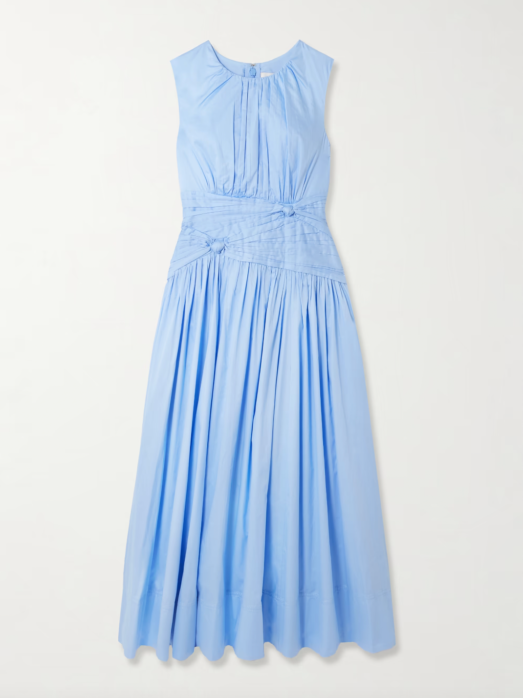 The Agatha Poplin Midi Dress by Aje features a flattering gathered, knotted waist that accentuates your silhouette. Crafted from soft cotton-poplin, it offers gentle pleats that add volume and flow elegantly to a midi length. In a versatile Powder Blue shade, this dress pairs beautifully with gold, silver, or pearl accessories, making it a perfect choice for both casual and refined occasions.