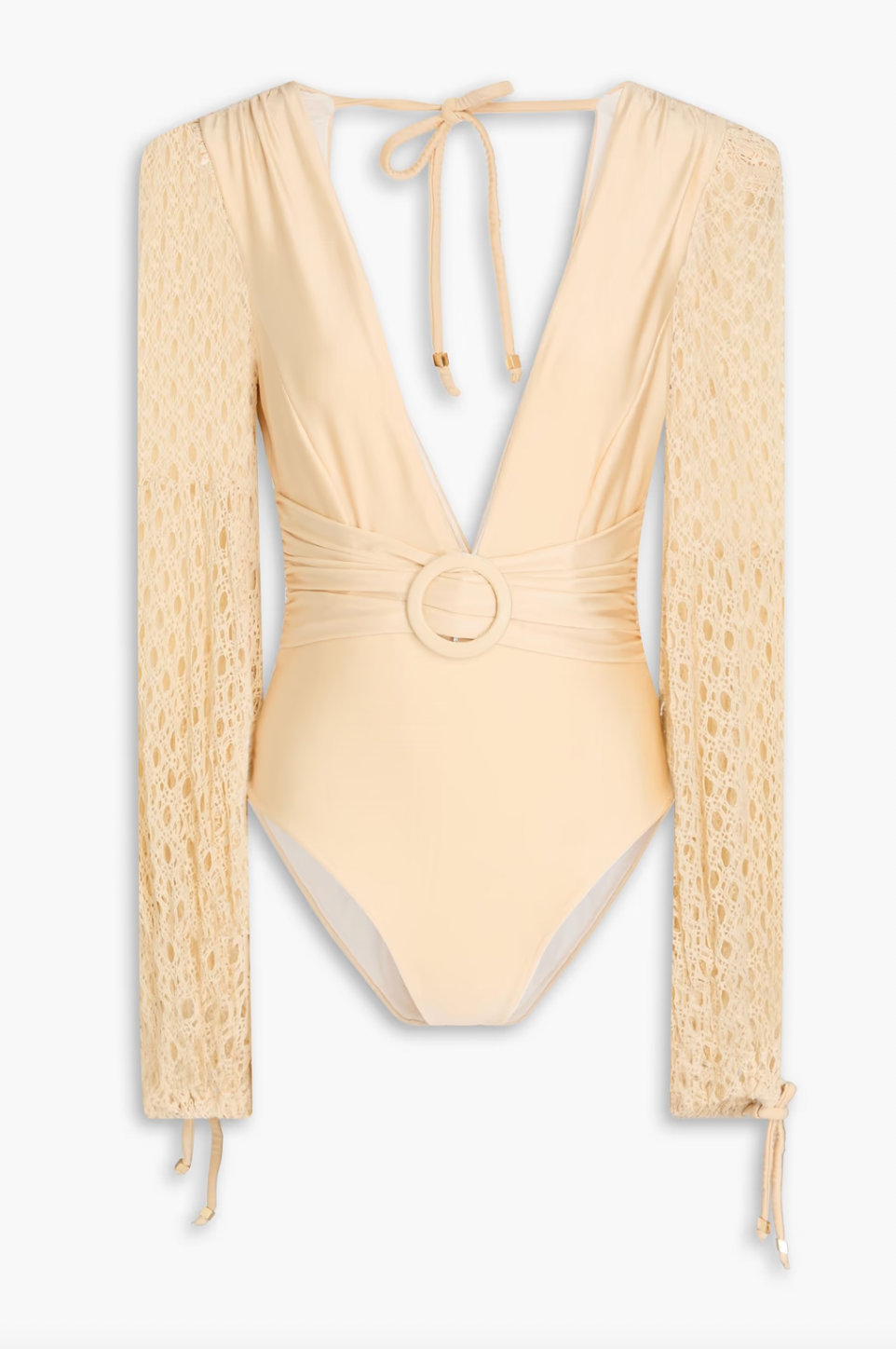 Elevate your beach look with the PatBO Belted Crochet-trimmed Swimsuit. This exquisite piece boasts intricate crochet accents and a waist-cinching belt for a flawless silhouette. Channel your inner goddess and radiate confidence and style while basking in the sun.