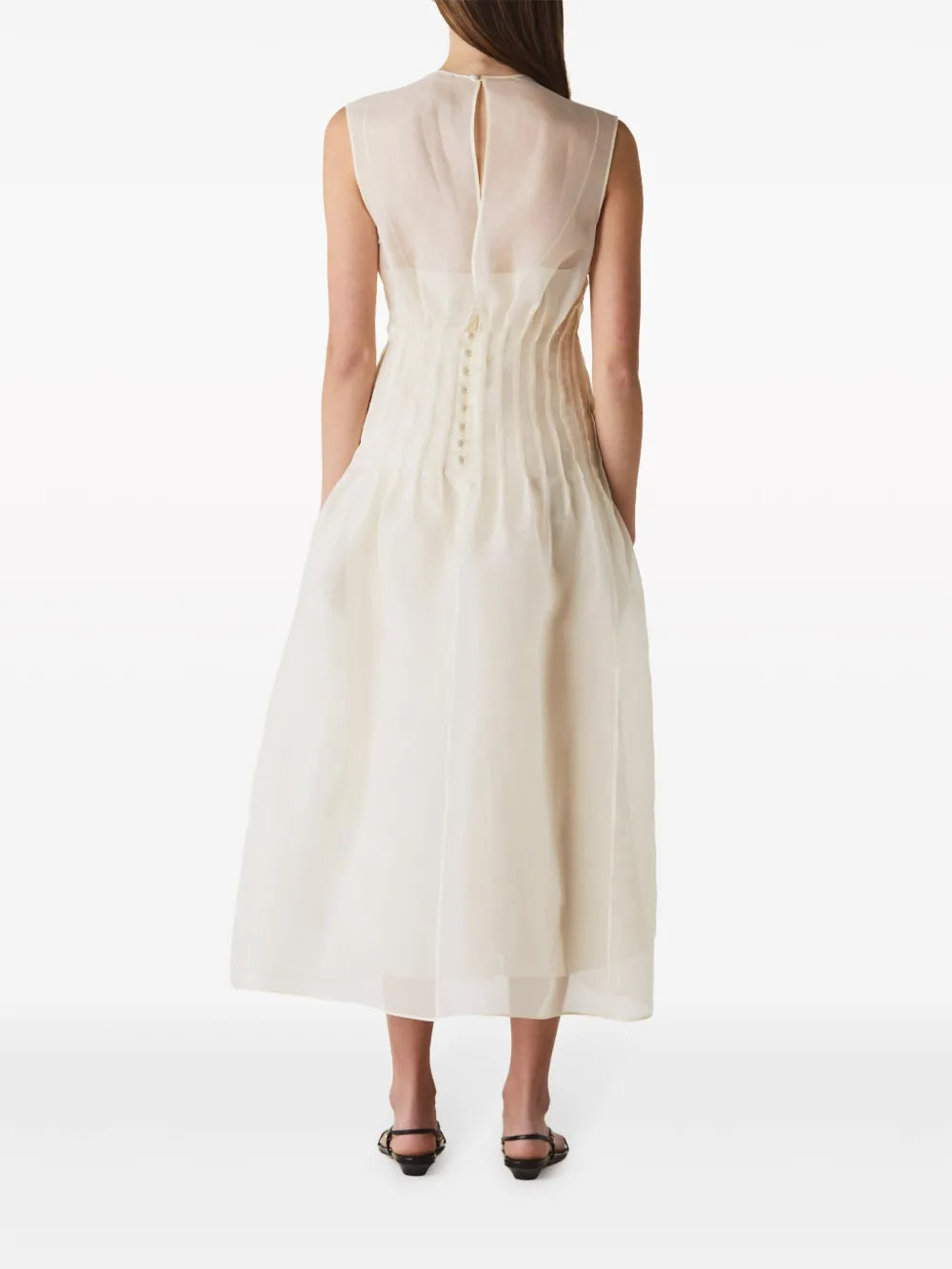 khaite wes pintuck organza dress KHAITE Wes Pintucked Silk-Organza Maxi Dress