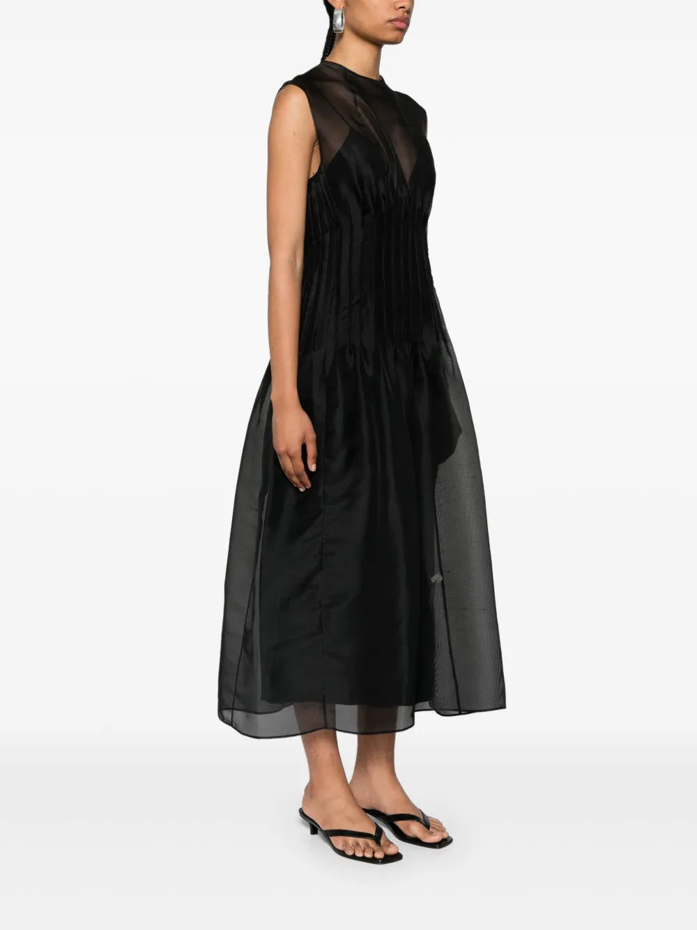khaite wes pleated silk maxi dress The Wes Dress in Black – Petite Chérie