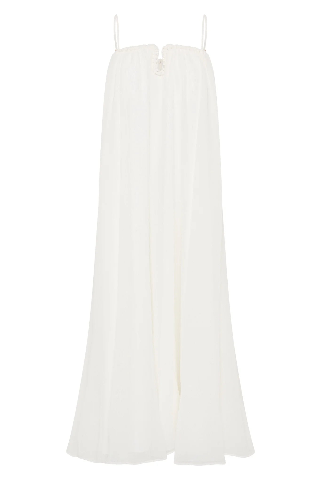 Introducing the Filigree Sweetheart Midi Dress by AJE, the epitome of elegance and luxury. Designed with a relaxed fit and adjustable straps, this dress effortlessly flatters your silhouette. The wired curve neckline and whipstitch details add a touch of sophistication, while the voluminous smock skirt and permanent plissé pleating throughout create a whimsical flow.