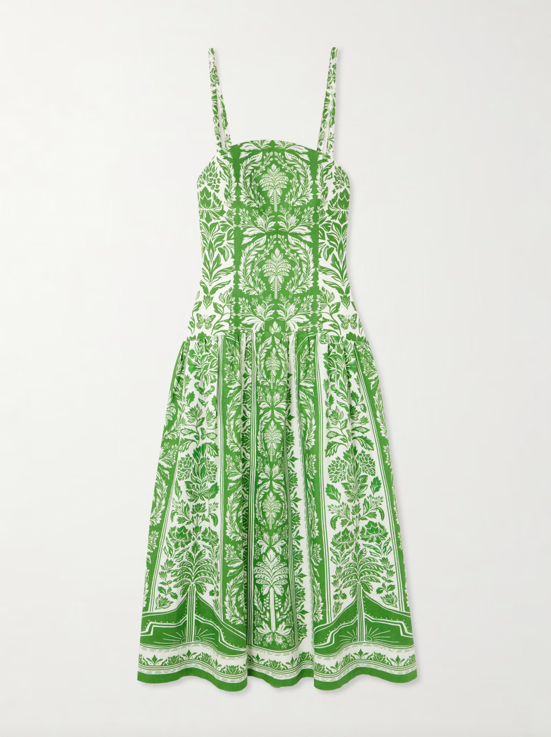 This Printed Gathered Linen Maxi Dress by FARM RIO offers a blend of effortless style and breathable comfort. Crafted from high-quality linen, its gathered design enhances the silhouette while allowing natural airflow, making it ideal for warm weather. The vibrant print adds a distinctive, expert touch, perfect for showcasing refined taste in casual or resort wear.