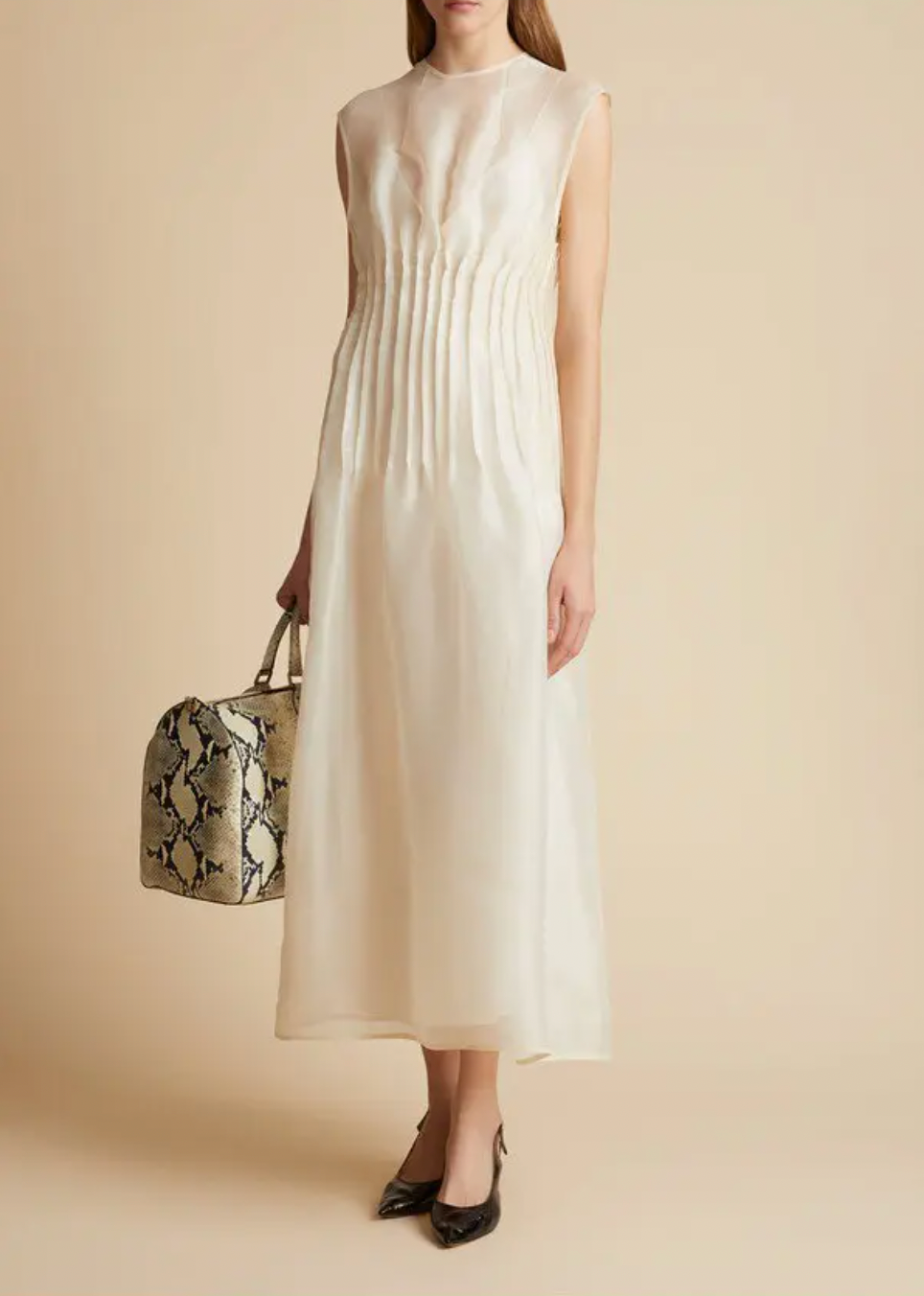 khaite wes pintuck organza dress KHAITE Wes Pintucked Silk-Organza Maxi Dress