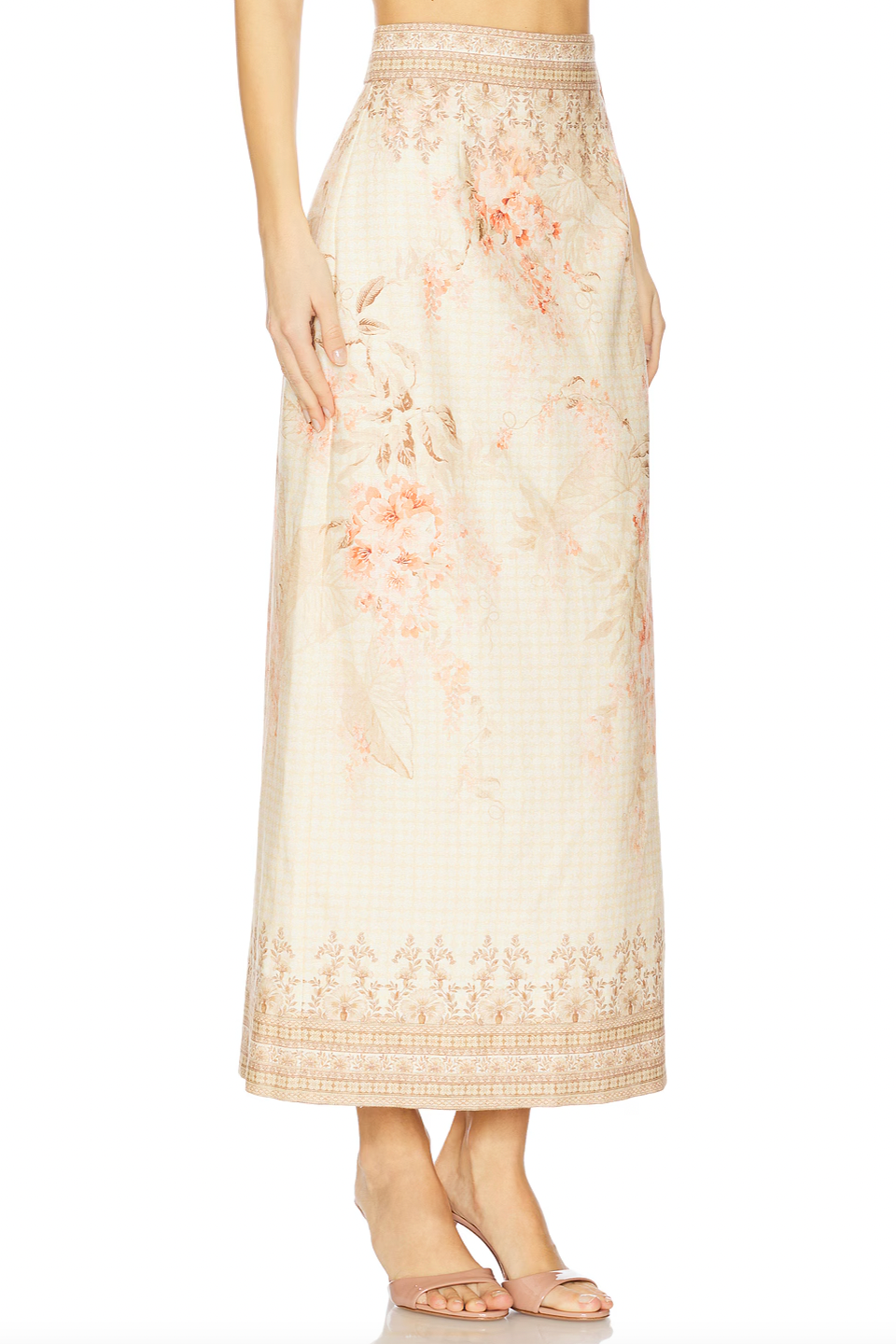 Elevate your wardrobe with the Illuminate Midi Skirt by Zimmermann, crafted from breathable linen for comfort and style. Designed with a high-waisted fit and a hidden back zipper, it offers a sleek silhouette and easy wear. Fully lined for a smooth finish, this skirt combines elegance with effortless sophistication, perfect for any occasion. Dry clean only to maintain its pristine quality.