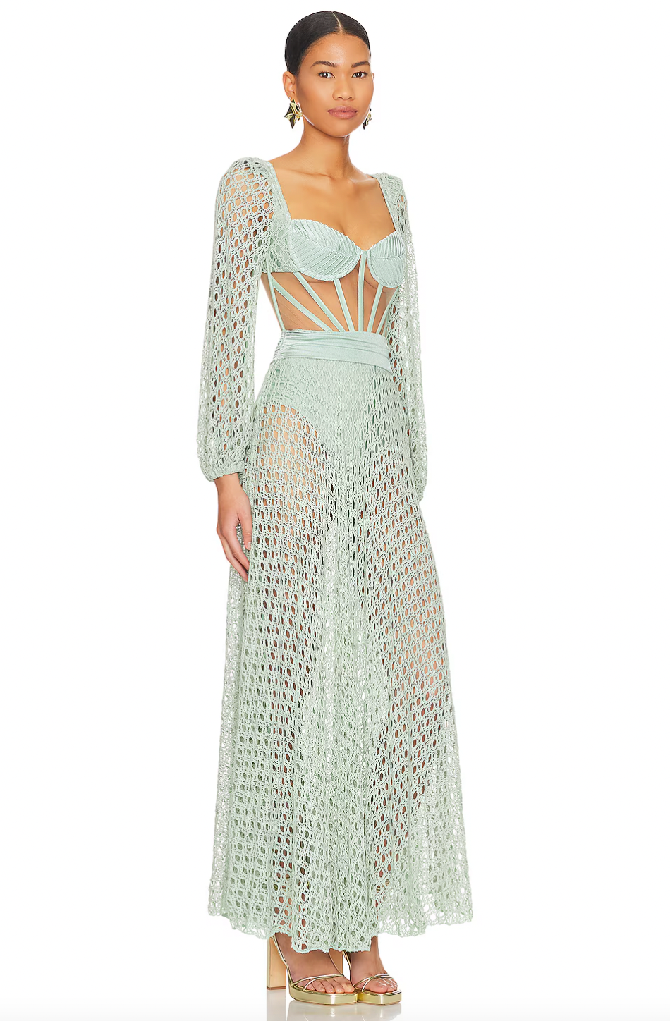 monse crochet dress Monse Crochet Cover Up Tube Top & Maxi Skirt Set - White