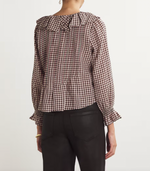 Load image into Gallery viewer, Embrace bohemian style with the Hardy blouse from Dôen. Made with organic cotton voile, this ruffled top features a playful plaid print for a touch of nostalgia. Perfect for a casual, retro-inspired look.
