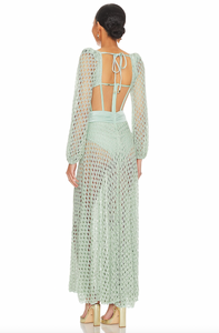patbo monstera crochet dress PatBO Monstera crochet bustier maxi dress in sand by PatBO