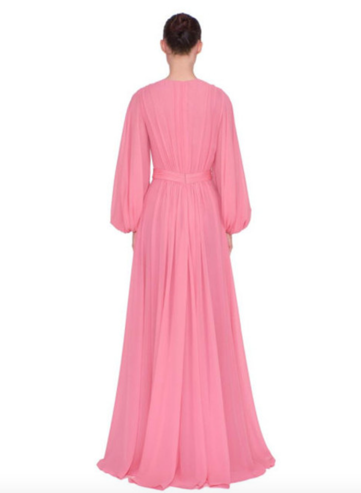 Long Blouson Sleeve Chiffon Gown Petite Chrie Long Blouson Sleeve Chiffon Gown Petite Chrie