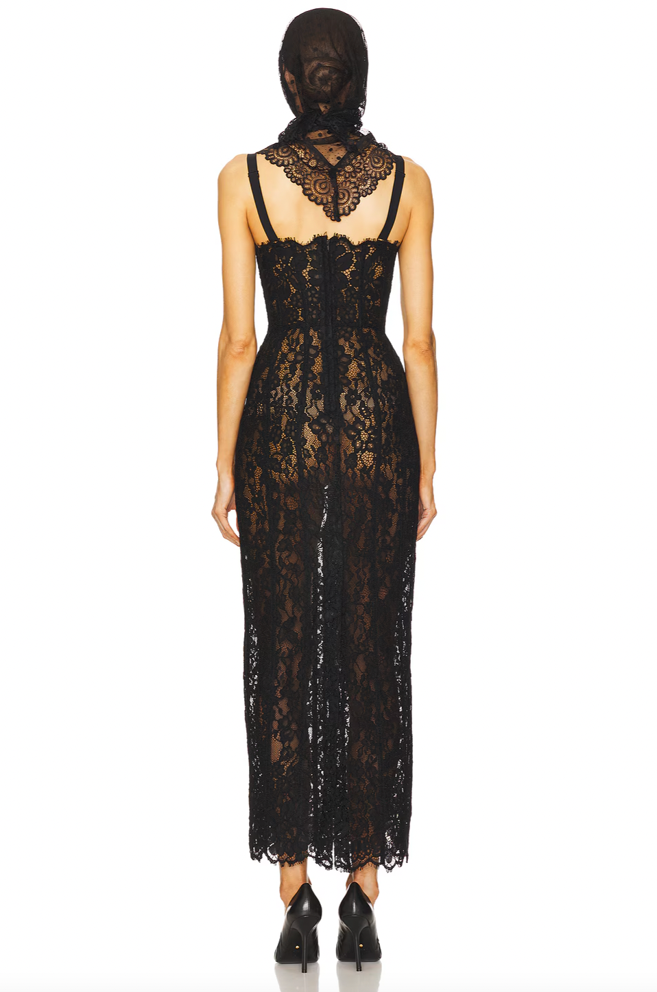 The Lace Column Dress by Helsa combines refined craftsmanship with daring elegance. Its delicate bustier and adjustable shoulder straps allow for a tailored fit, while the unlined, sheer fabric provides breathable comfort and a subtle reveal beneath. Featuring a hidden back zipper, this dress maintains a seamless silhouette, making it an ideal choice for sophisticated occasions where understated allure is key.