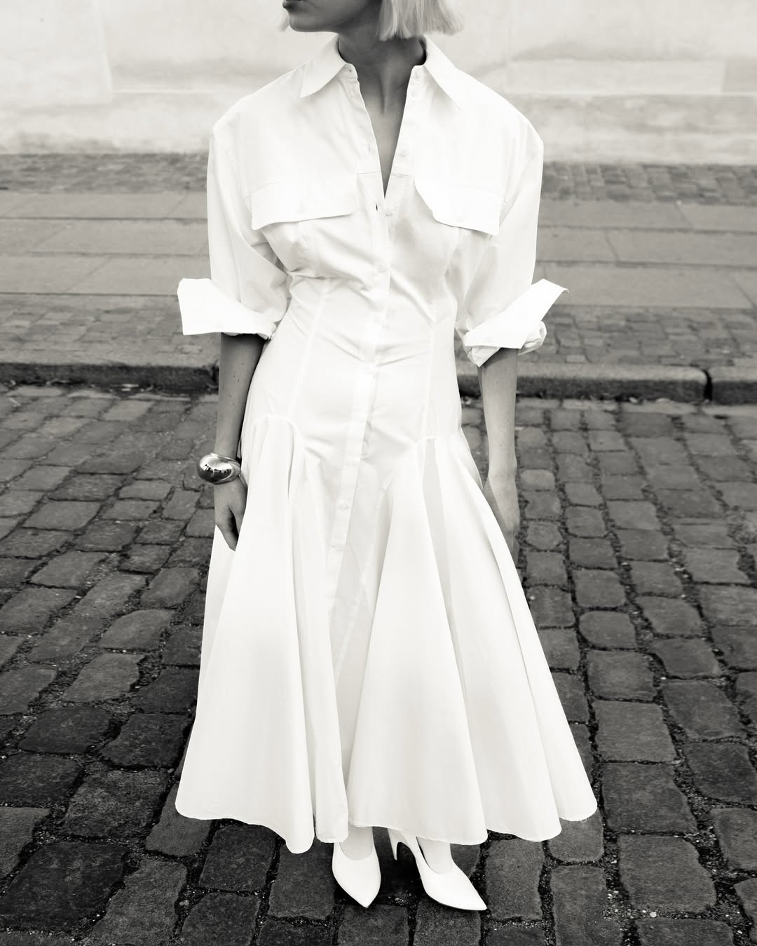 helsa godet shirt dress Helsa Godet Shirt Dress in Black
