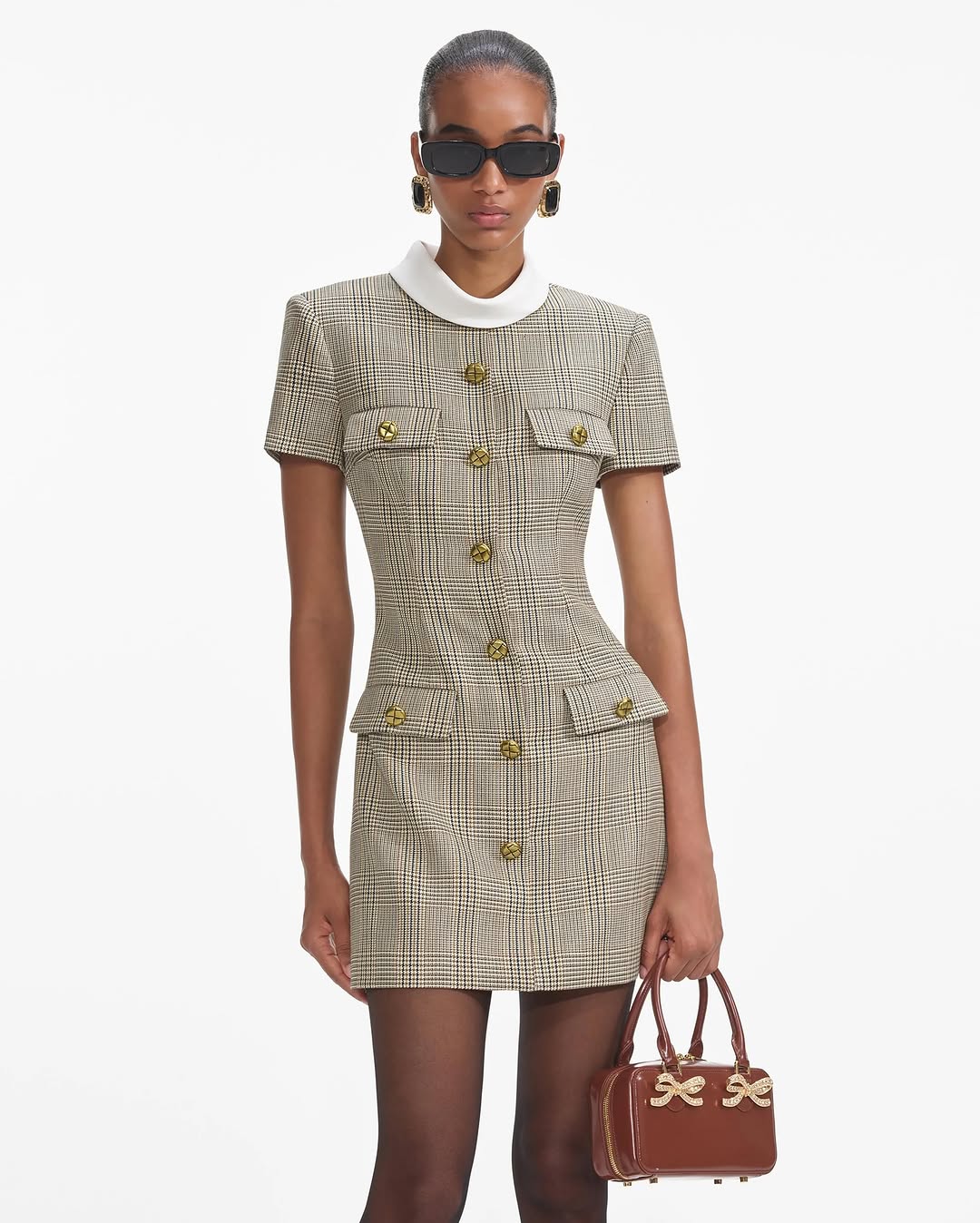 Check Wool Mini Dress Petite Chrie Check Wool Mini Dress Petite Chrie
