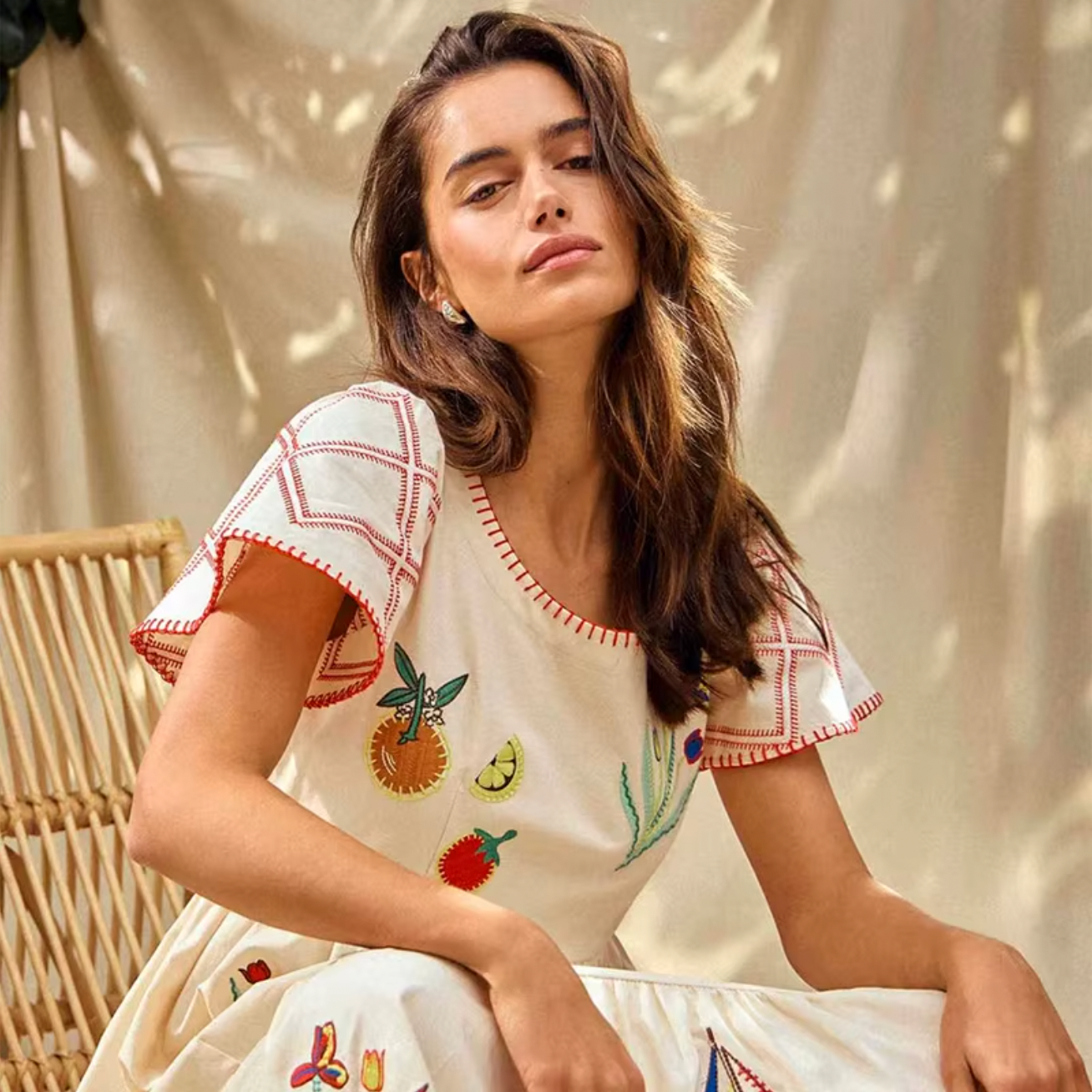 Sway with elegance in the Clara Maxi Dress. Its vibrant summer embroidery will steal the spotlight for any occasion. Simply add your own personal touch with accessories and let your fashion sense shine.