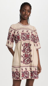 Indulge in elegance with the Beena Crochet Mini Dress by SEA. Crafted with delicate cross stitching embroidery and short sleeves, this dress boasts a mini silhouette for a touch of sophistication. Perfect for any occasion, elevate your wardrobe with this exclusive piece.