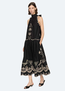 Elevate your wardrobe with the Kingsley Embroidery Tank Dress by SEA NY, designed to combine elegance and ease. Featuring intricate embroidered details, a high neckline, and a charming back bow tie, this dress offers a sophisticated silhouette. The scalloped hemline adds a delicate finishing touch, while the button back closure ensures a relaxed and comfortable fit. Perfect for any occasion, Kingsley blends timeless style with effortless charm.