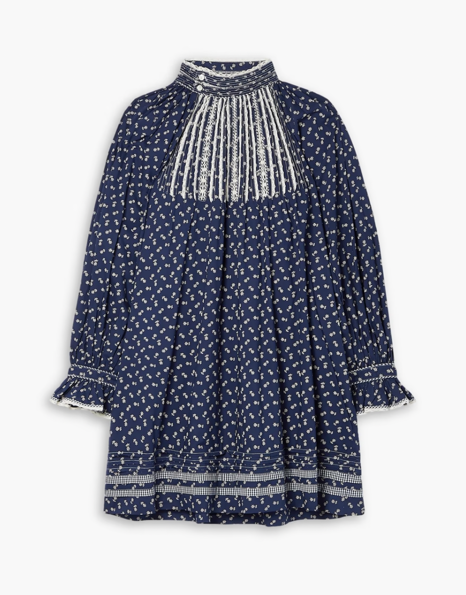 Take a risk with the Beatrice Mini Dress from DÔEN! With delicate crochet-lace and gingham trims, this dress is sure to bring an adventurous touch to your wardrobe. The gathered cotton-poplin fabric adds volume and the vintage-inspired print completes the romantic look.