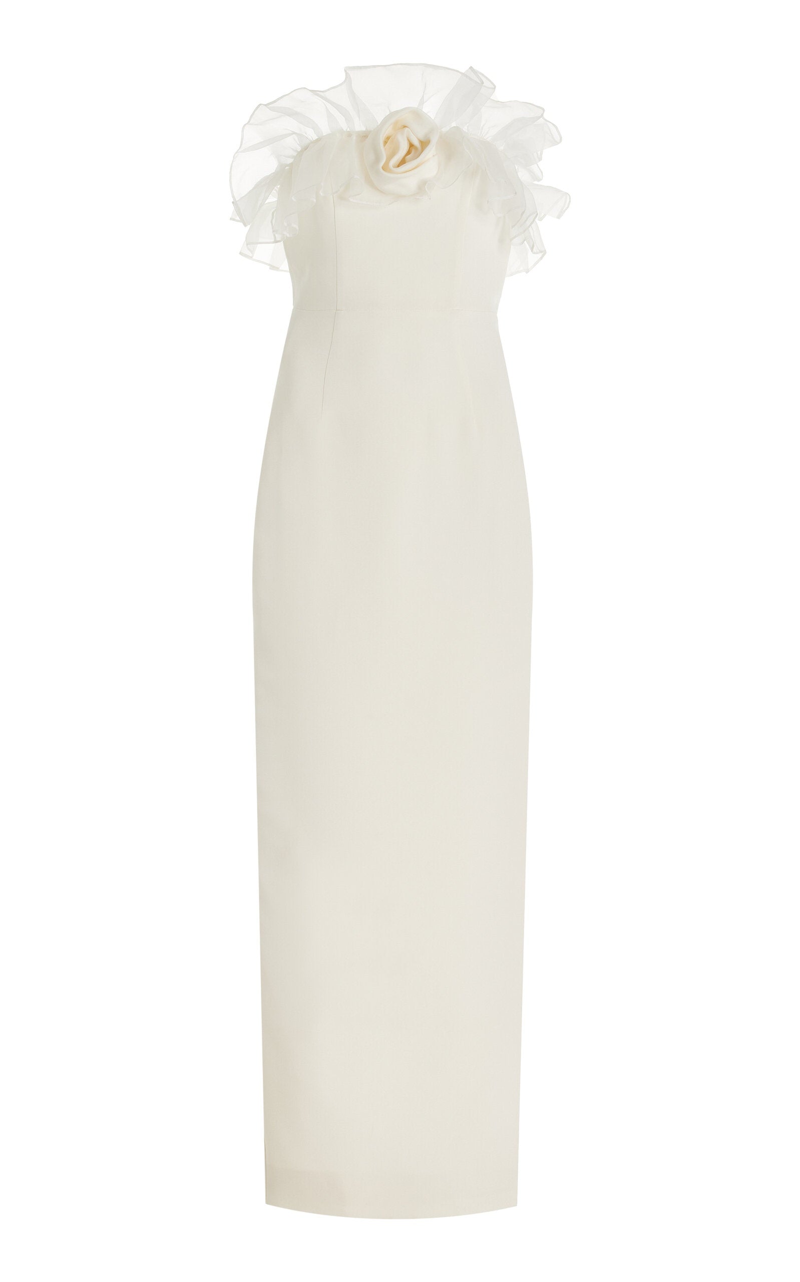 Crafted from a luxurious linen and silk blend, this midi dress features a fitted, boned bodice that shapes your silhouette beautifully. The flowing skirt moves gracefully with every step, while sparkling crystal embellishments catch the light to add an elegant shimmer. Perfect for making a lasting impression, this floral-print dress combines comfort with sophisticated style.