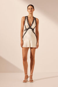 Camille Lace Cross Back Mini Dress Petite Chrie Camille Lace Cross Back Mini Dress Petite Chrie