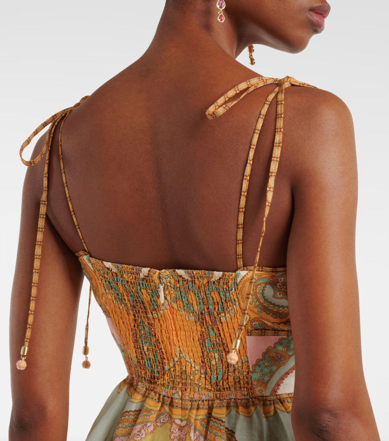 Maxine Picnic paisley linen bustier dress