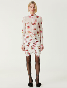 Elevate your wardrobe with the Printed Jersey Mini Dress by Magda Butrym, featuring delicate rose appliqués that add a touch of romance. Crafted from soft, comfortable jersey fabric, this dress offers a flattering fit enhanced by elegant draped panels at the hem. Its unique all-over print ensures no two pieces are exactly alike, letting you stand out with effortless sophistication. Perfect for daytime events or chic evenings, this mini dress combines style and comfort seamlessly.