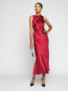 reformation casette sleeveless silk midi dress Reformation Petites Casette Silk Dress | Black
