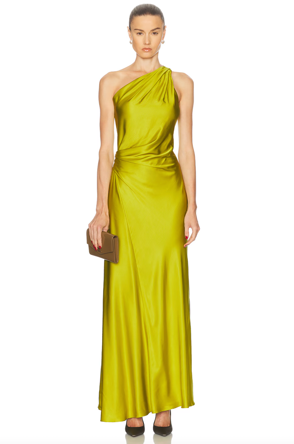 Elevate your evening look with the Aster Gown in Green Amber by A.L.C. Crafted from luxurious satin, this gown features elegant ruching that enhances its sophisticated appeal. The unlined design and hidden side zipper ensure a smooth, flattering fit, while the unique one-shoulder silhouette adds a striking, modern touch. Perfect for special occasions, this gown combines comfort and style effortlessly.