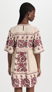 Indulge in elegance with the Beena Crochet Mini Dress by SEA. Crafted with delicate cross stitching embroidery and short sleeves, this dress boasts a mini silhouette for a touch of sophistication. Perfect for any occasion, elevate your wardrobe with this exclusive piece.