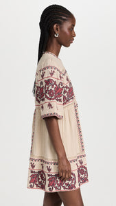 Indulge in elegance with the Beena Crochet Mini Dress by SEA. Crafted with delicate cross stitching embroidery and short sleeves, this dress boasts a mini silhouette for a touch of sophistication. Perfect for any occasion, elevate your wardrobe with this exclusive piece.