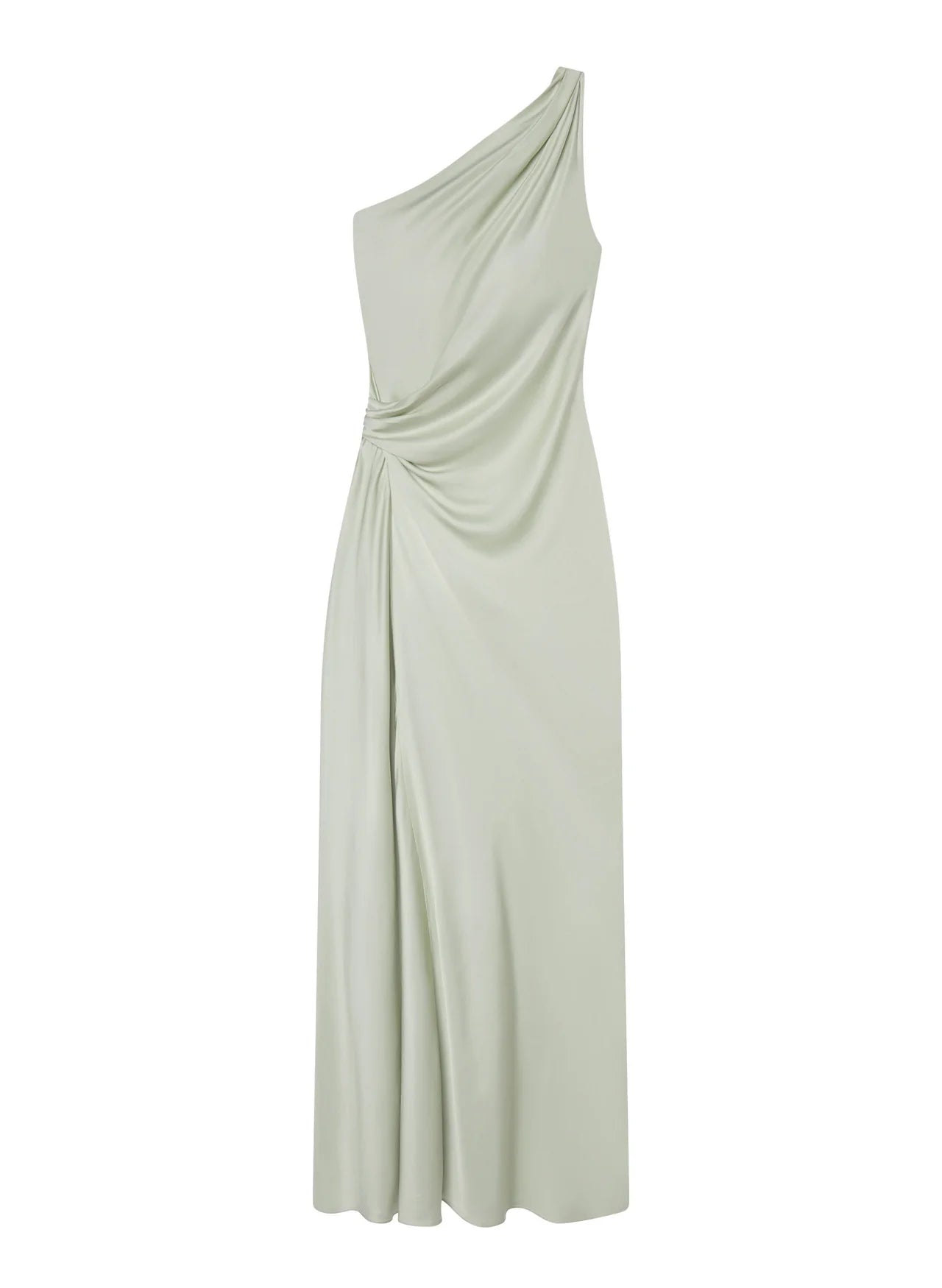 The Aster Satin One Shoulder Gown by A.L.C in radiant chartreuse offers a stunning blend of elegance and modern design. Crafted from smooth satin, it features a graceful one-shoulder cut that flows beautifully over the body. Soft pleats at the shoulder and waist sculpt the silhouette, while the asymmetrical design enhances movement and visual interest. Perfect for making a memorable statement, this gown effortlessly combines sophistication with bold charm.