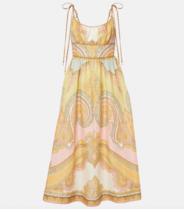 Maxine Picnic paisley linen bustier dress