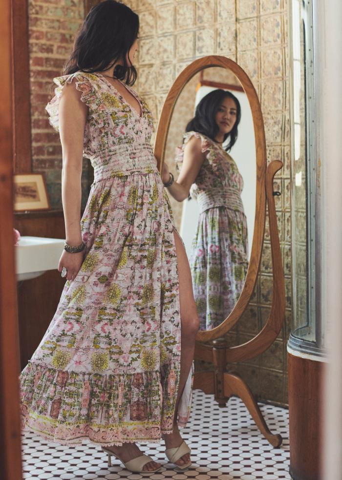 Elevate your style with our Hemant And Nandita in the stunning Maya Long Dress Paisley. Perfect for any occasion, this dress offers a flattering fit and eye-catching design. Stand out from the crowd and feel confident and beautiful in our Dress Paisley.