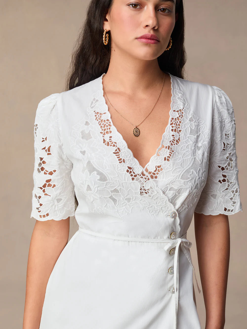 white midi dress petite Karen Millen Petite Lace Detail Strappy Midi Dress in Ivory