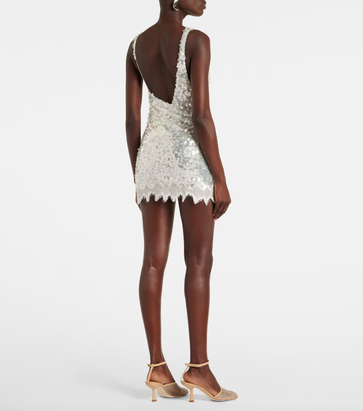 Opaline Sequined Lace-trimmed Minidress