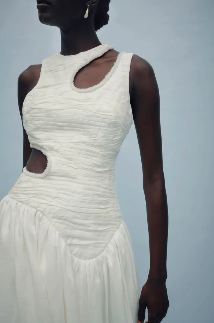 jolie abstract cut out midi dress Aje. Jolie Abstract Cut Out Midi Dress in White