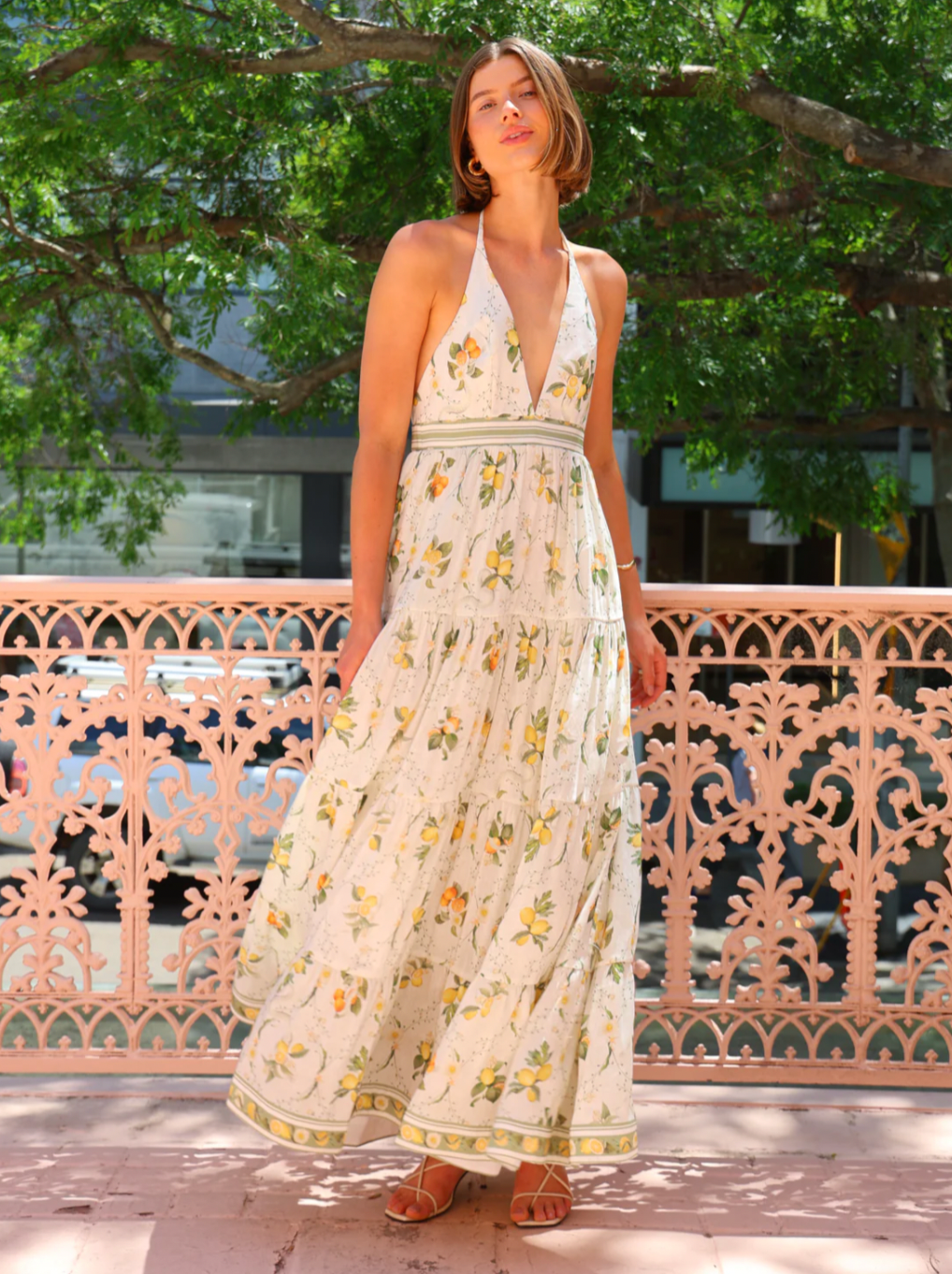 The Jacinta Maxi Dress in Multi showcases a sophisticated blend of French linen and mulberry silk, delivering both comfort and refined elegance. Its halter-neck design with a plunging V-neckline creates a graceful silhouette, flowing effortlessly for versatile wear from daytime outings to evening events. Functional side pockets add practical convenience without compromising style. This dress embodies a perfect balance of luxurious detail and relaxed sophistication.