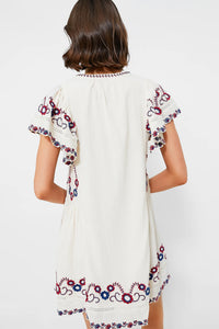 The Soren Embroidery Short Sleeve Dress by Sea New York features a split V-neckline and delicate embroidered detailing, combining elegance with effortless wearability. Its short flutter sleeves and gathered skirt create an A-line silhouette that offers a relaxed yet refined fit, ideal for versatile styling. In a cream multi palette, this mini dress balances romantic charm with modern ease, making it perfect for both casual days and more polished occasions. 